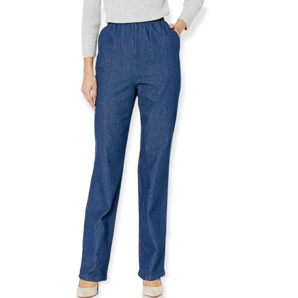Chic Comfort Collection Women's Cotton Pull-on Pant With Elastic Waist